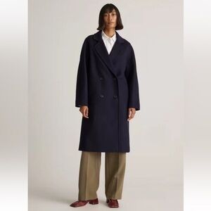 Quince NWT Women’s Italian Wool Double-Breasted Slouch Coat Cadet Medium